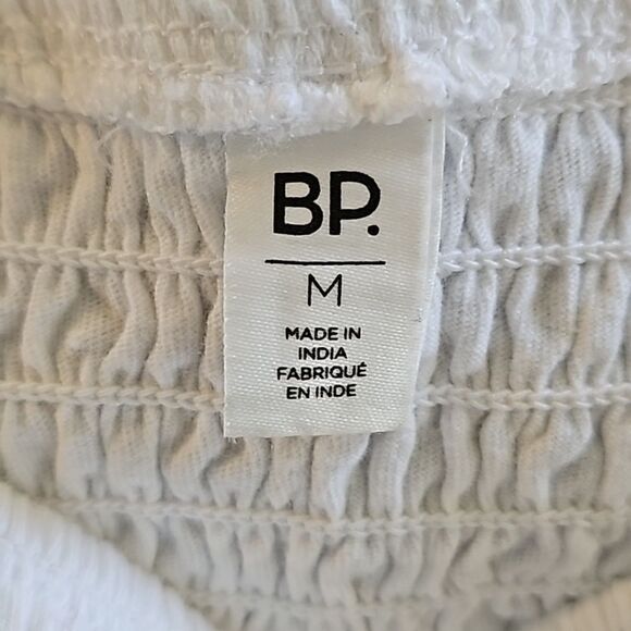 BP Nordstrom Women Eyelet Square Neck Off Shoulder Lantern Sleeve Crop Top White - Picture 6 of 8